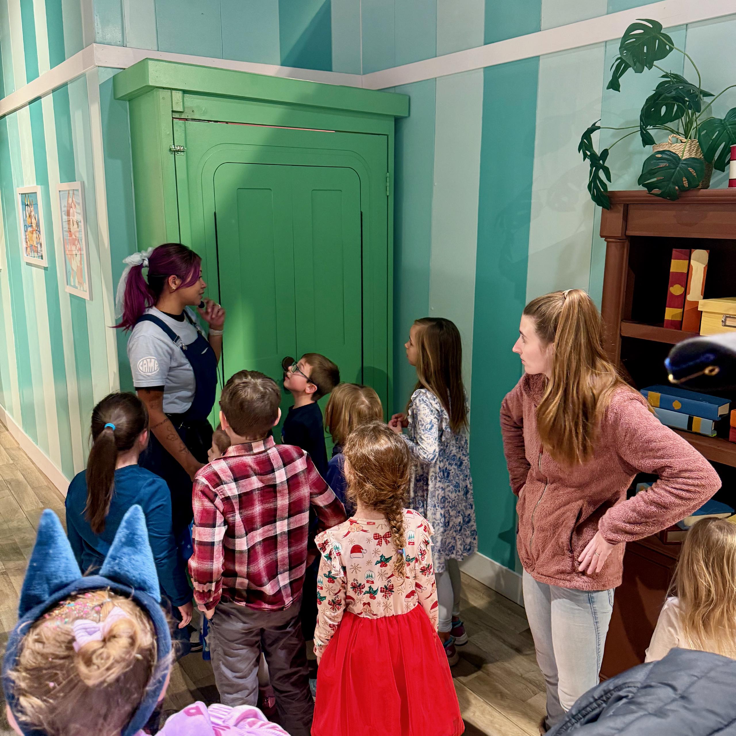 Waiting to go through the secret door! Waiting to go through the secret door!