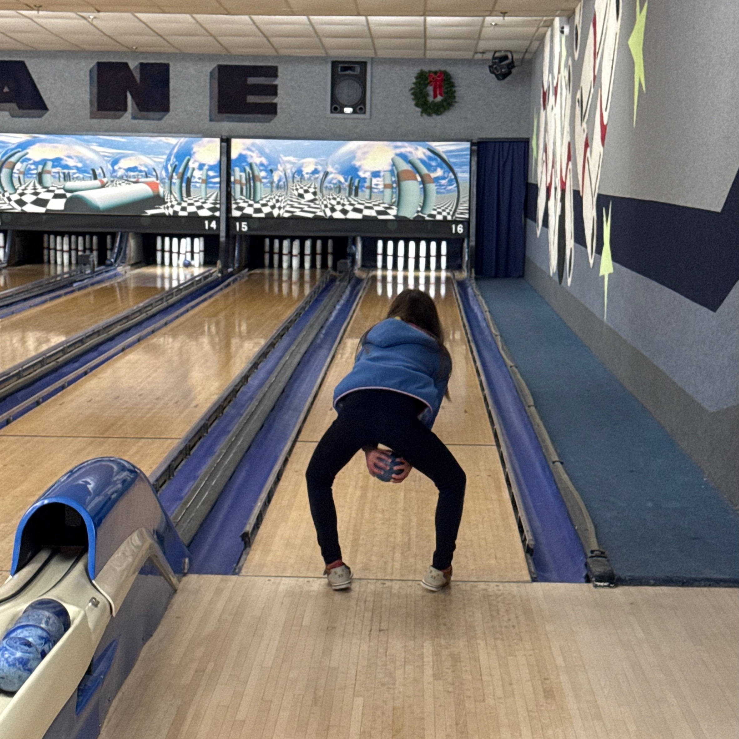 Erin's first game of candlepin bowling