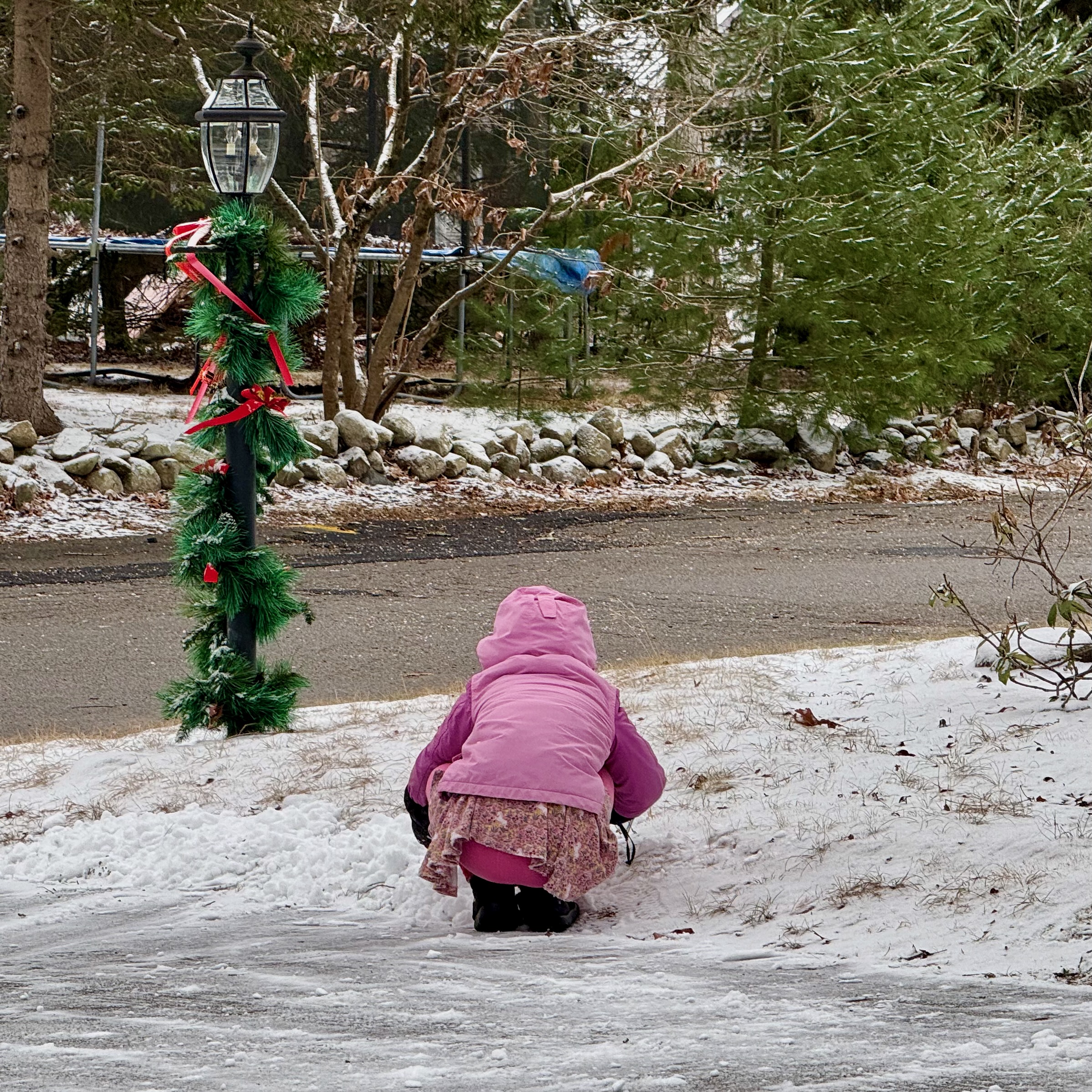 Erin making snowballs