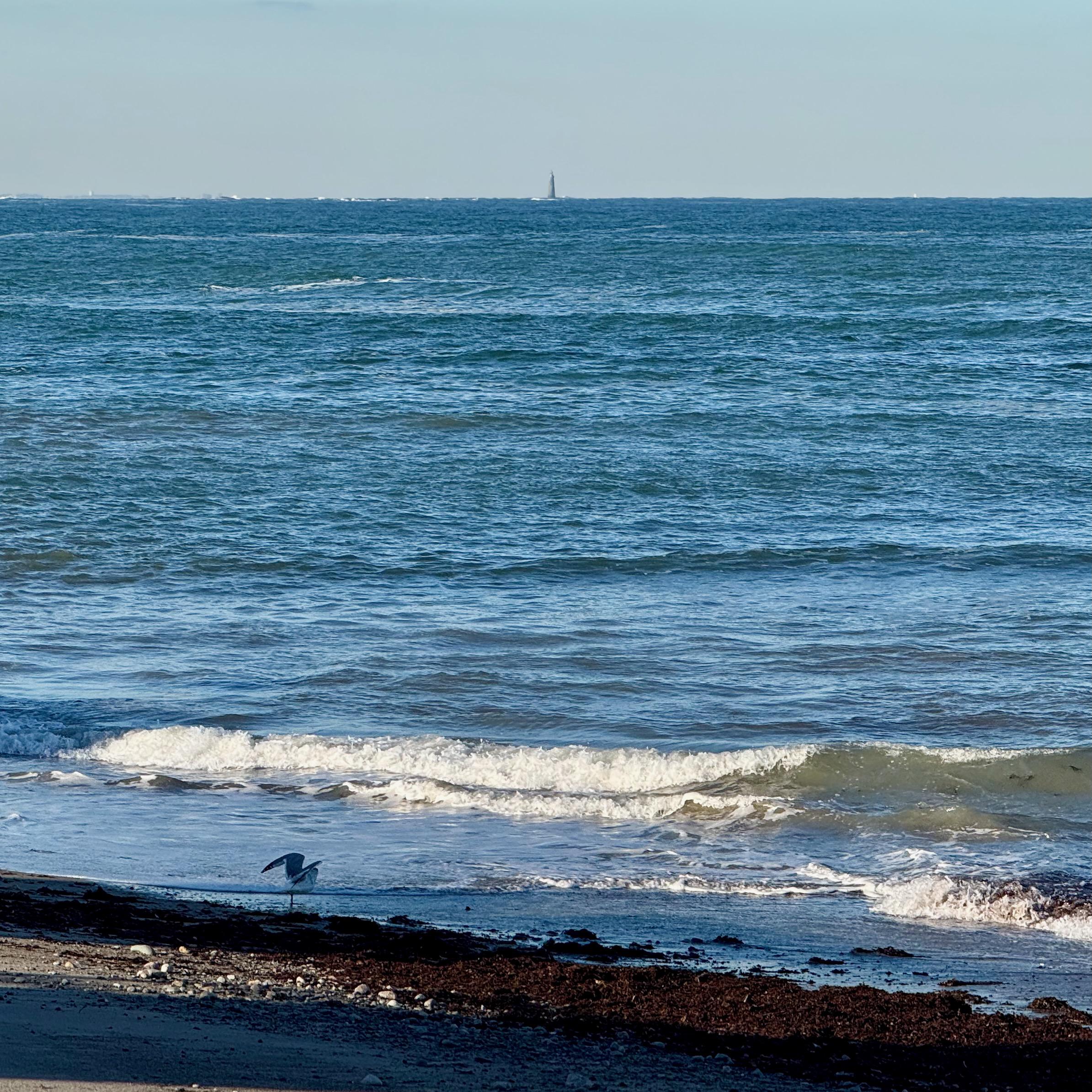Minot Light sits on an undersea ledge far out from shore Minot Light sits on an undersea ledge far out from shore