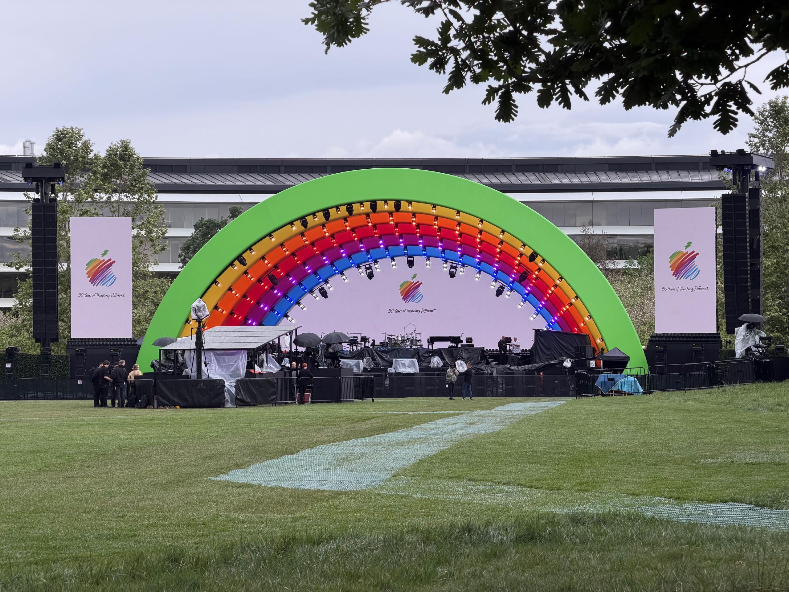 Apple's rainbow stage decked out for the 50th