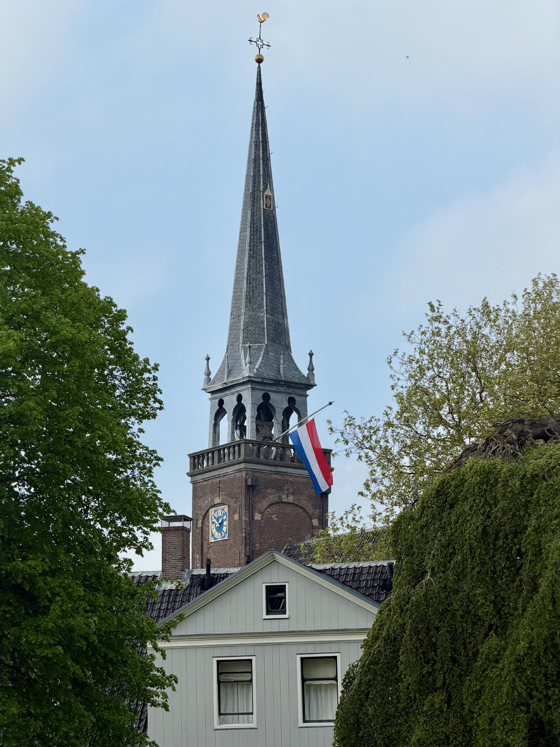 On the Day of Remembrance, many buildings -- including this church -- had flags
out at half staff.
