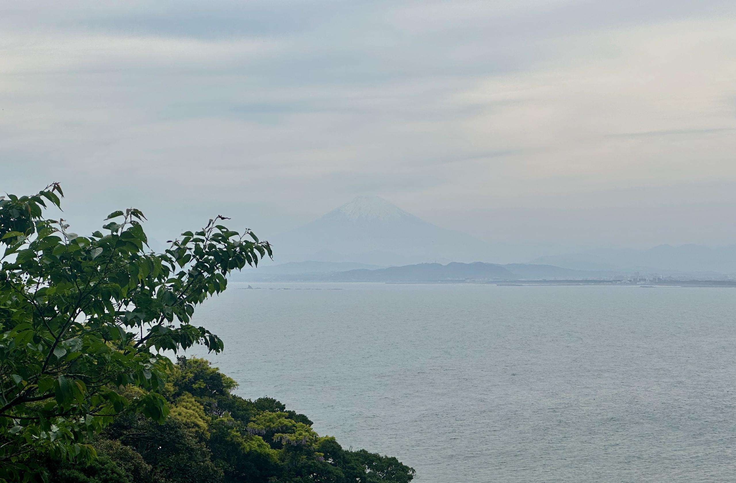 Fuji-san is way off in the distance, just barely visible!