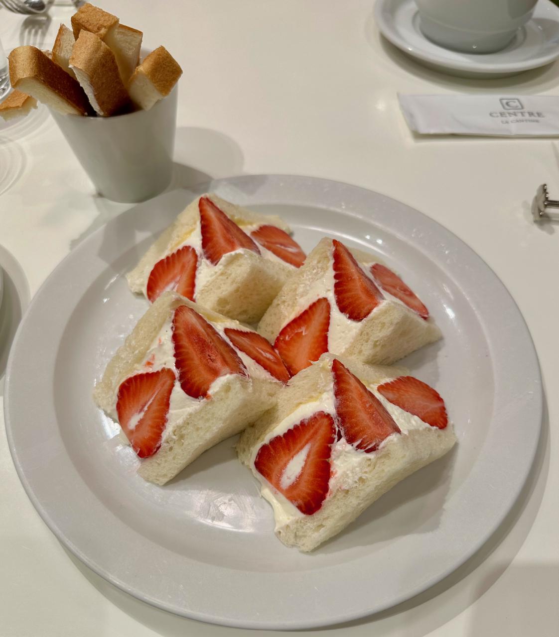 A strawberry sandwich at Centre the Bakery